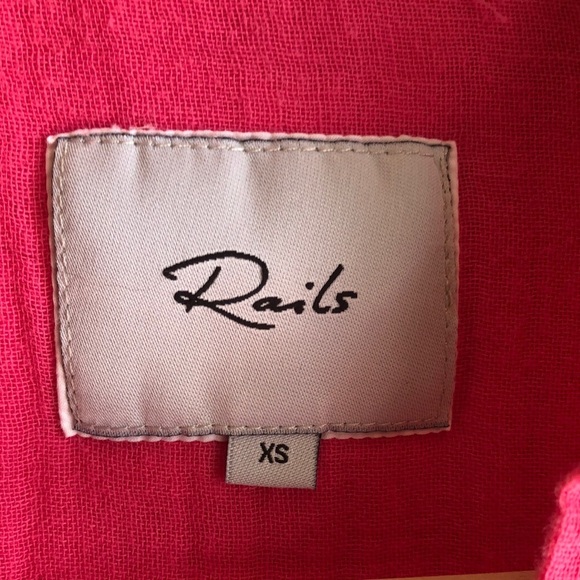 Rails Ellis Shirt XS Hibiscus Pink Button Down Top Gauze Cotton - Picture 2 of 15